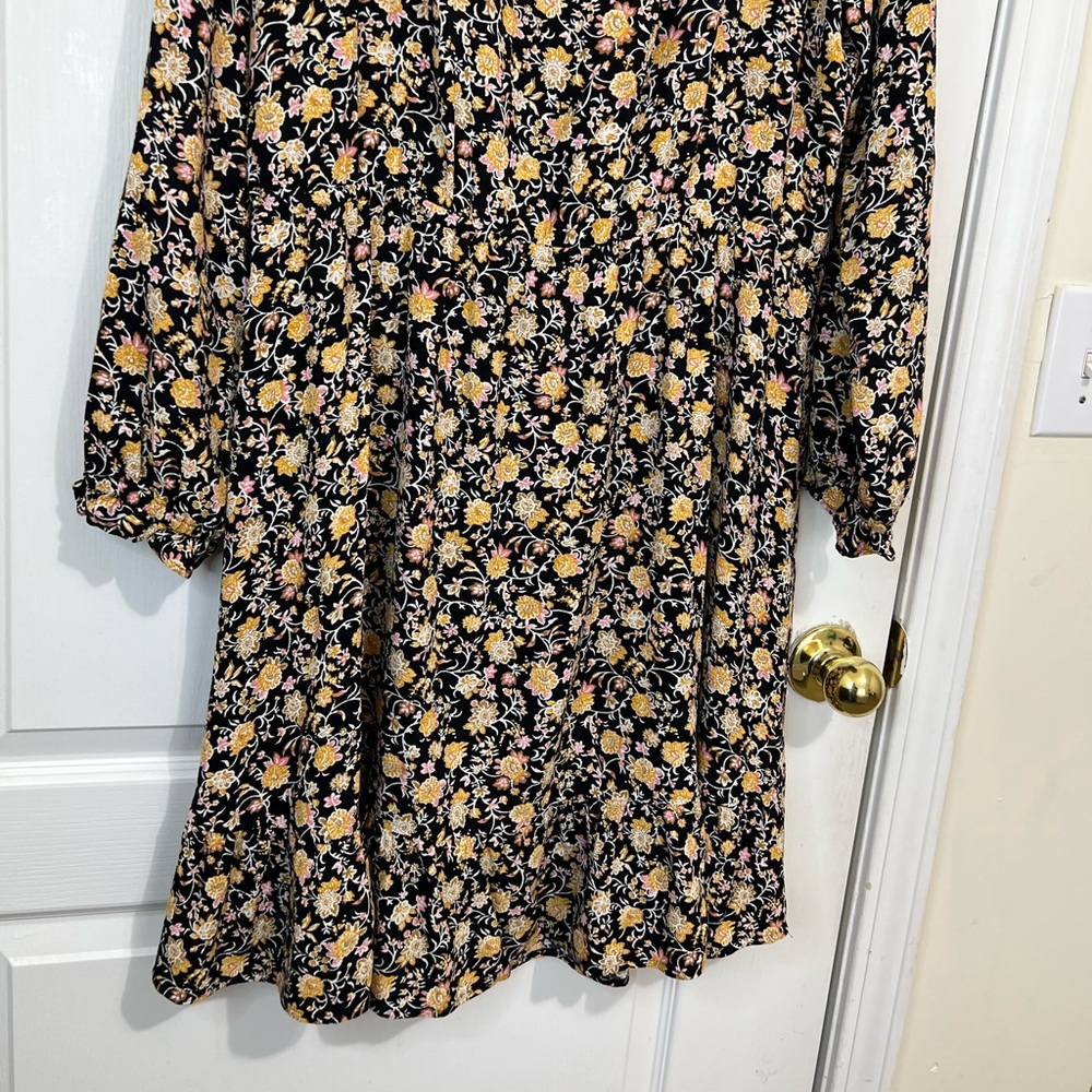 LOFT Floral Black and Yellow Dress - Picture 8 of 12